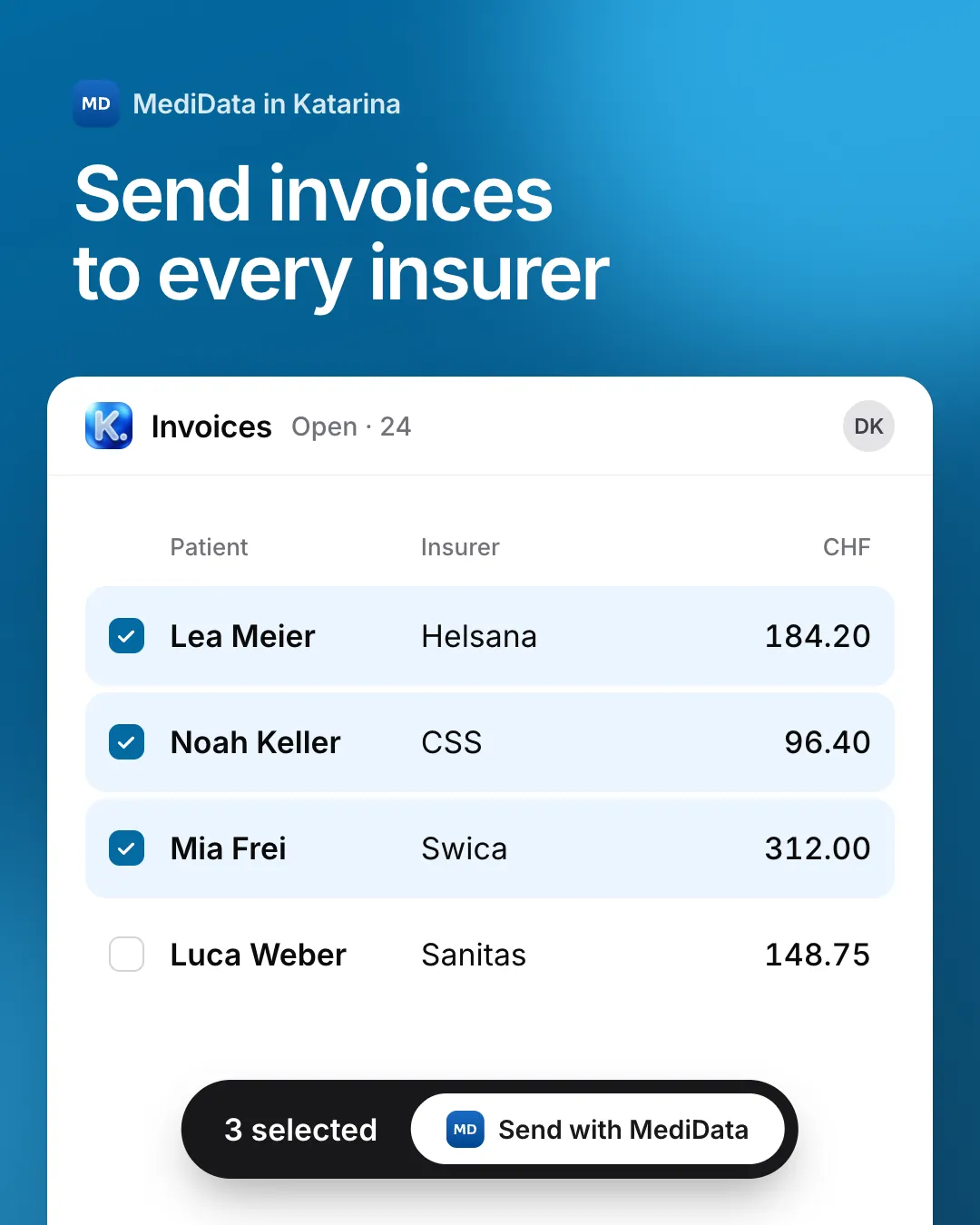 Send from the invoice list