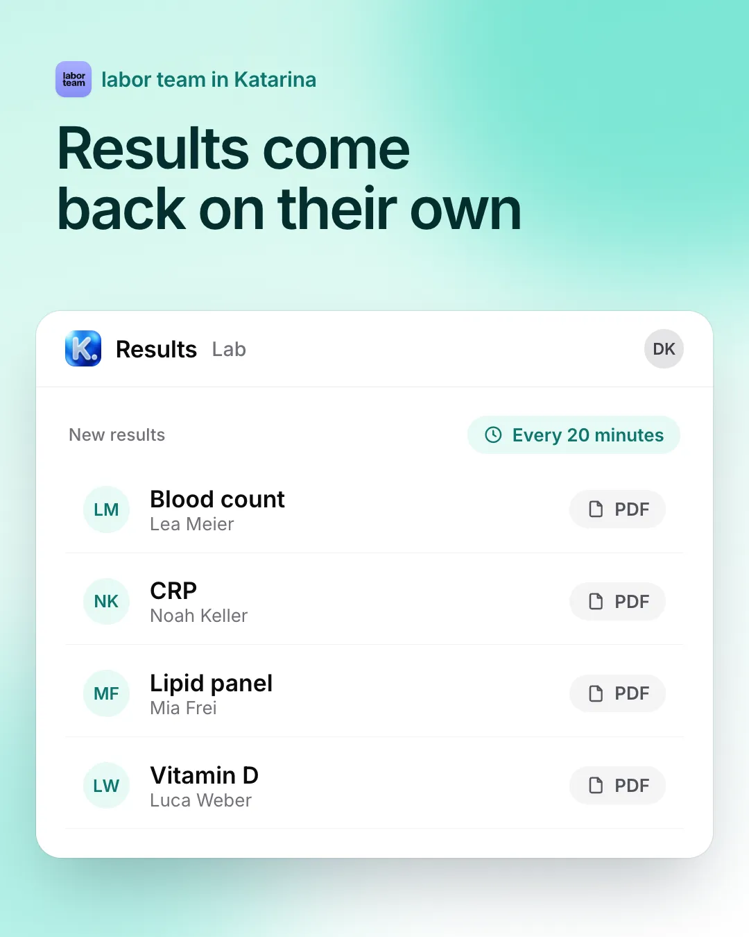 Results arrive on their own