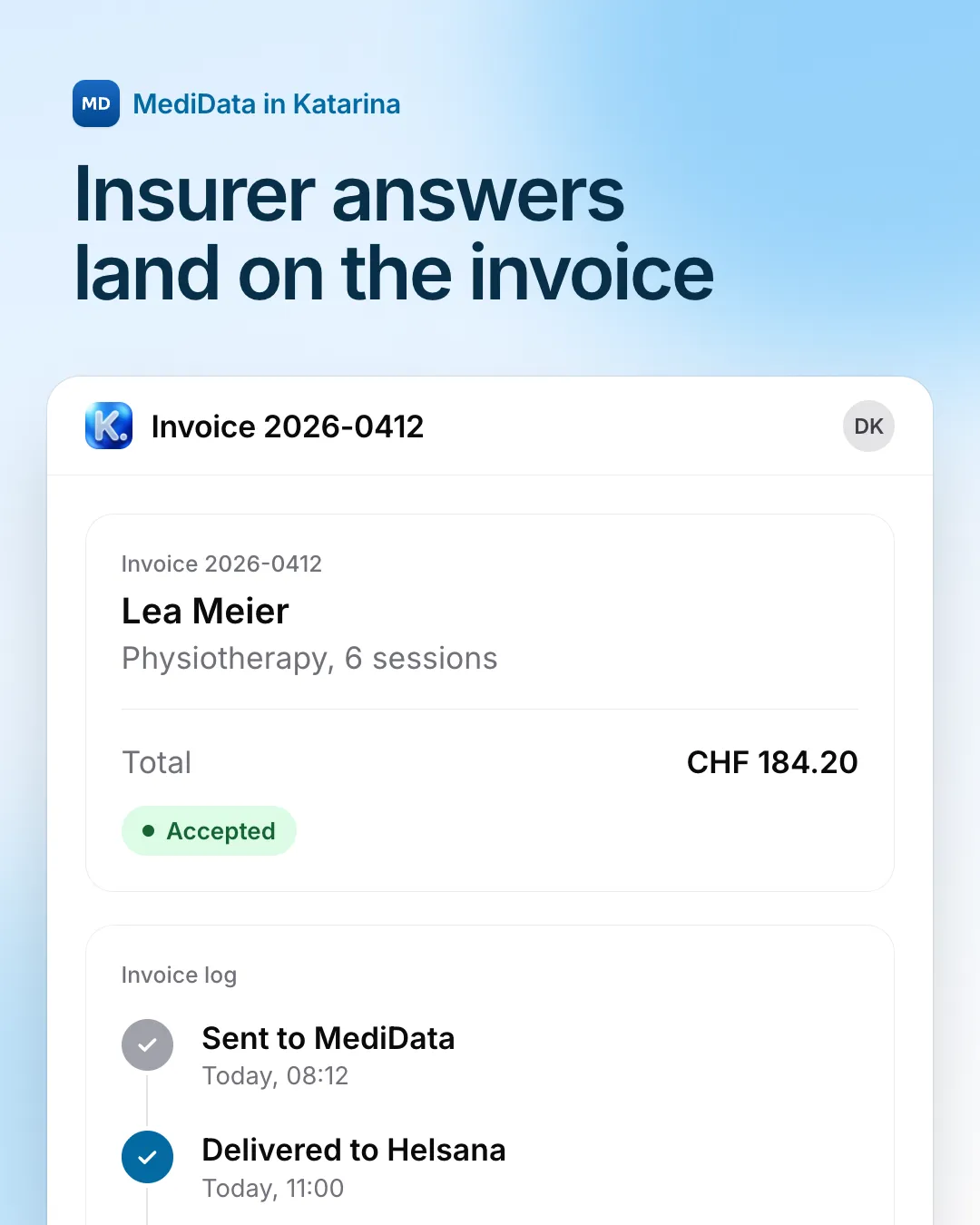 Insurer responses on the invoice